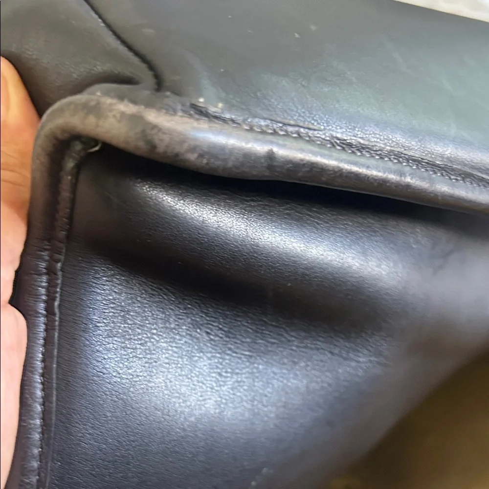 Coach Black Leather Briefcase with Gold-Tone Turn Lock